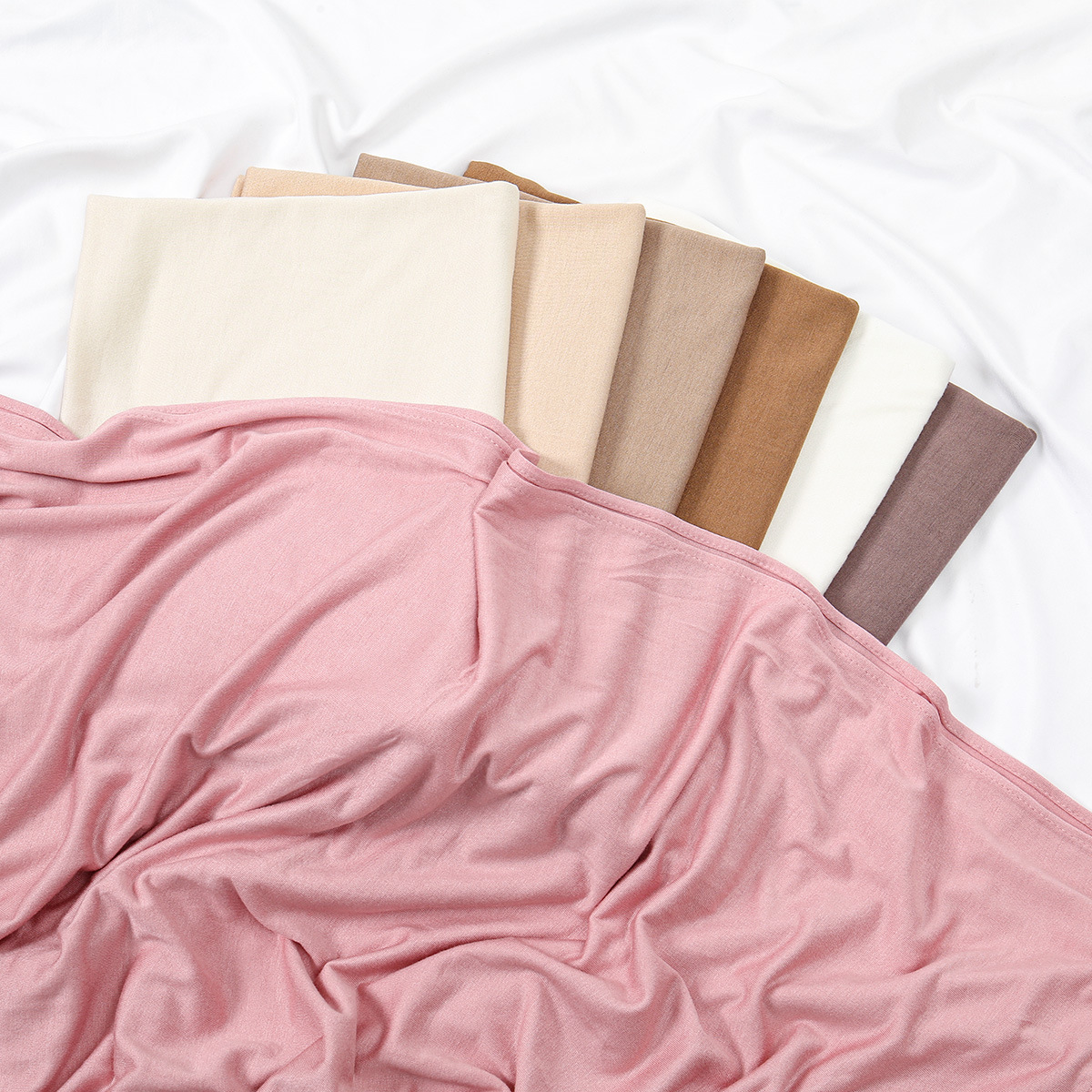 跨境新款柔软棉纯色简约多色围巾透气女士四季丝光棉包头巾披肩女