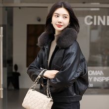 小个子加绒加厚皮衣外套女2025年秋冬季新款韩版休闲PU皮夹克棉衣