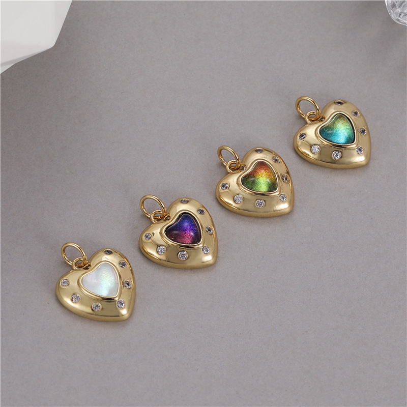 Heart Shape Pattern Women'S Gender Plating, Inlay Design Simple Style Style 1 Piece Copper Opal Heart Shape Simple Style