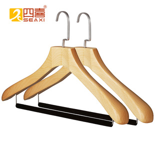 Beech wood log color suit clothes rack wholesale widened shoulder non-slip seamless boom clothes support bold clothes rack in stock