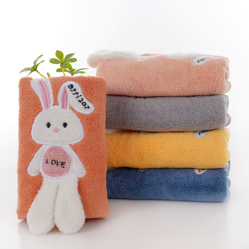 Toalha de rosto infantil com coelho absorvente e macia_voghion.com