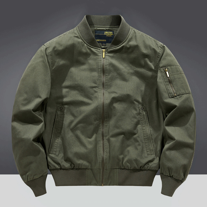 Men's Clothing 2024 new pure cotton pilot jacket men's spring and autumn loose large size men's baseball uniform workwear jacket thin_voghion.com
