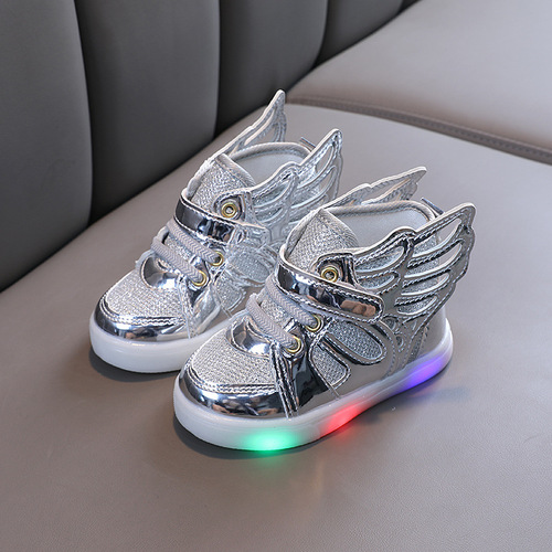 Spring and Autumn New LED Luminous Flash Shoes Children's Wings Children's Shoes Children's Baby Shoes Boys and Girls Sports Shoes Korean Version