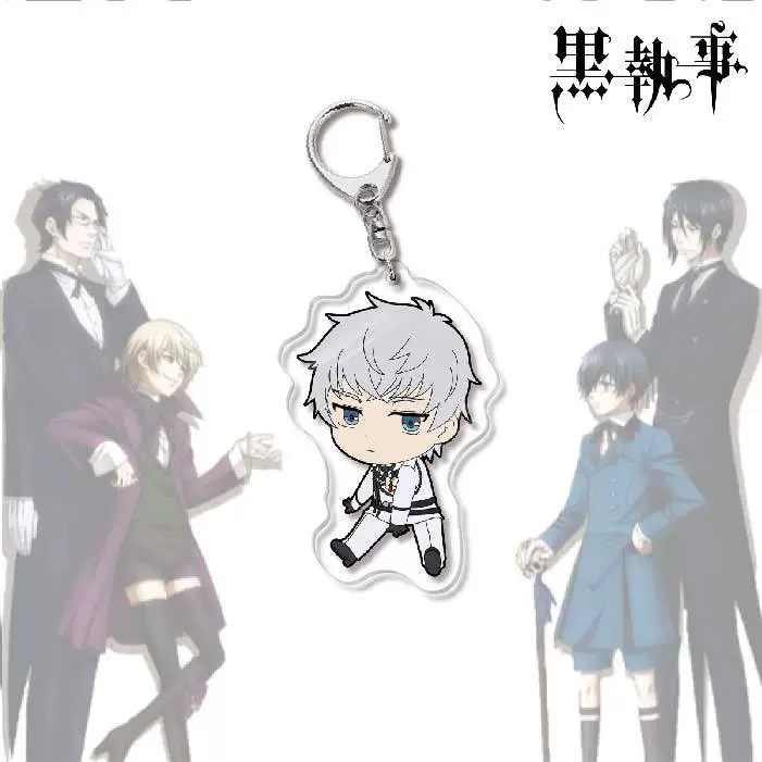 Акриловый брелок-аниме (Black Butler) Себастьян двусторонний 6 см чиби подвеска