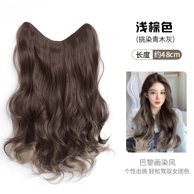 긴 곱슬 머리 [라이트 브라운 그라데이션 아오키 그레이]]