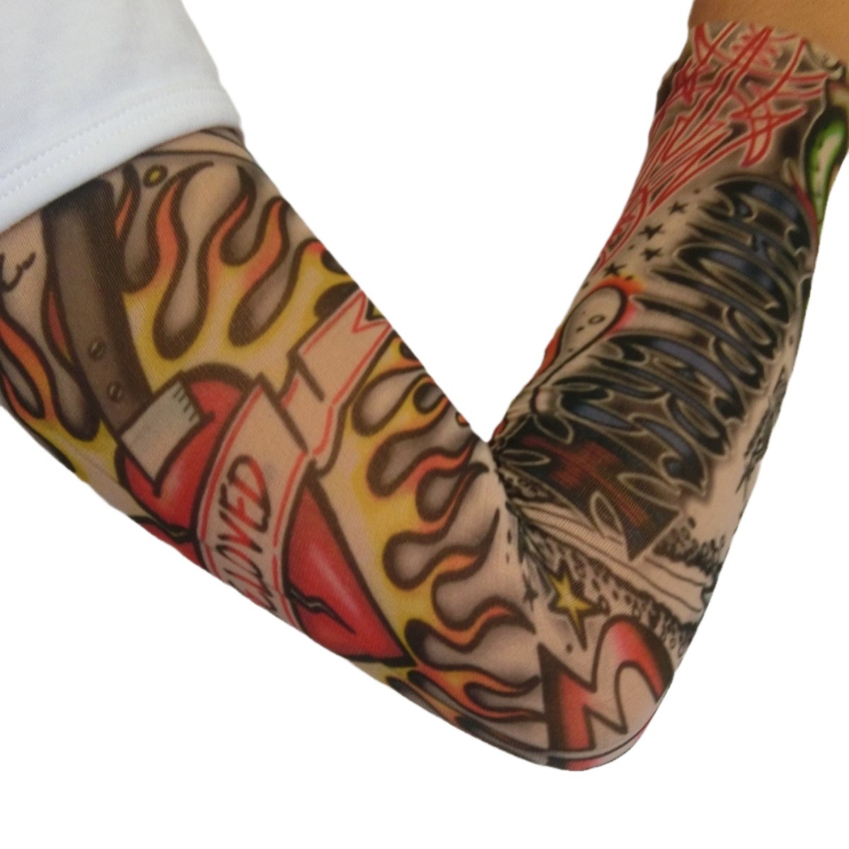 3D Floral Arm Tattoo Sleeves Seamless Style Protective Outdoor Cycling Tattoo Sun Protection Ice Sleeves Couple Uv Protection Ice Feel