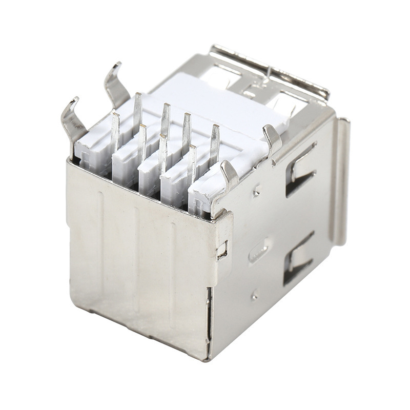 AF双层USB2.0母座 AF双层90度插板四脚插板A母双层2.0连接器母头|undefined