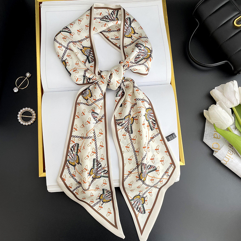 Bufanda larga pequeña para mujer primavera y verano nuevo impreso moda todo partido corbata de pelo bolsa bufanda decorativa cinta banda de pelo