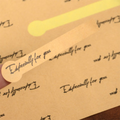 長條貼紙棒棒糖形狀英文牛皮紙封口貼不乾膠標籤首飾盒貼跨境