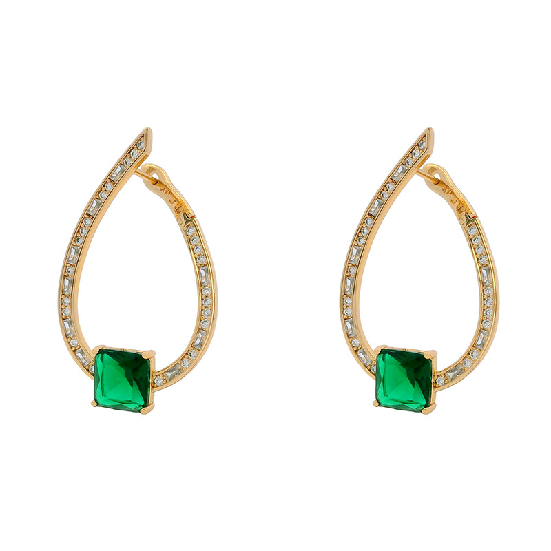 Xuping aretes de gota de agua coloridos gemas artificiales incrustadas estilo europeo y americano personalidad temperamento auriculares