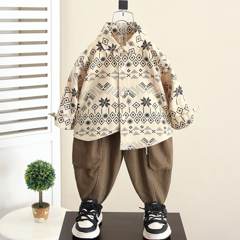 5949 traje de suéter para niños 2025 otoño nuevo estilo rebeca de otoño para niños de tres piezas bebé primavera y otoño nuevo estilo chino