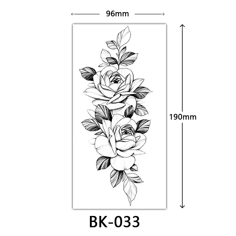 クロスボーダー特別供給スケッチフラワータトゥーステッカースケッチタトゥーステッカーバラの花黒と白の花タトゥー|undefined