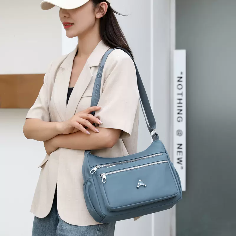 驰豹新款单肩包时尚大容量多兜妈妈包防水运动休闲牛津布斜挎女包