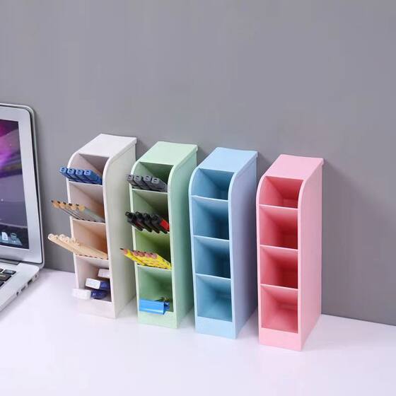 Four-grid oblique pen holder desktop storage pen holder children's large-capacity multi-grid pen holder creative multi-functional pen barrel