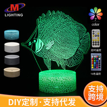 水母金魚系列3d小台燈 創意七彩觸摸遙控LED視覺燈禮品小夜燈批發