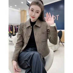 法式复古小香风毛呢外套女春秋季新款韩版名媛短款小西装上衣