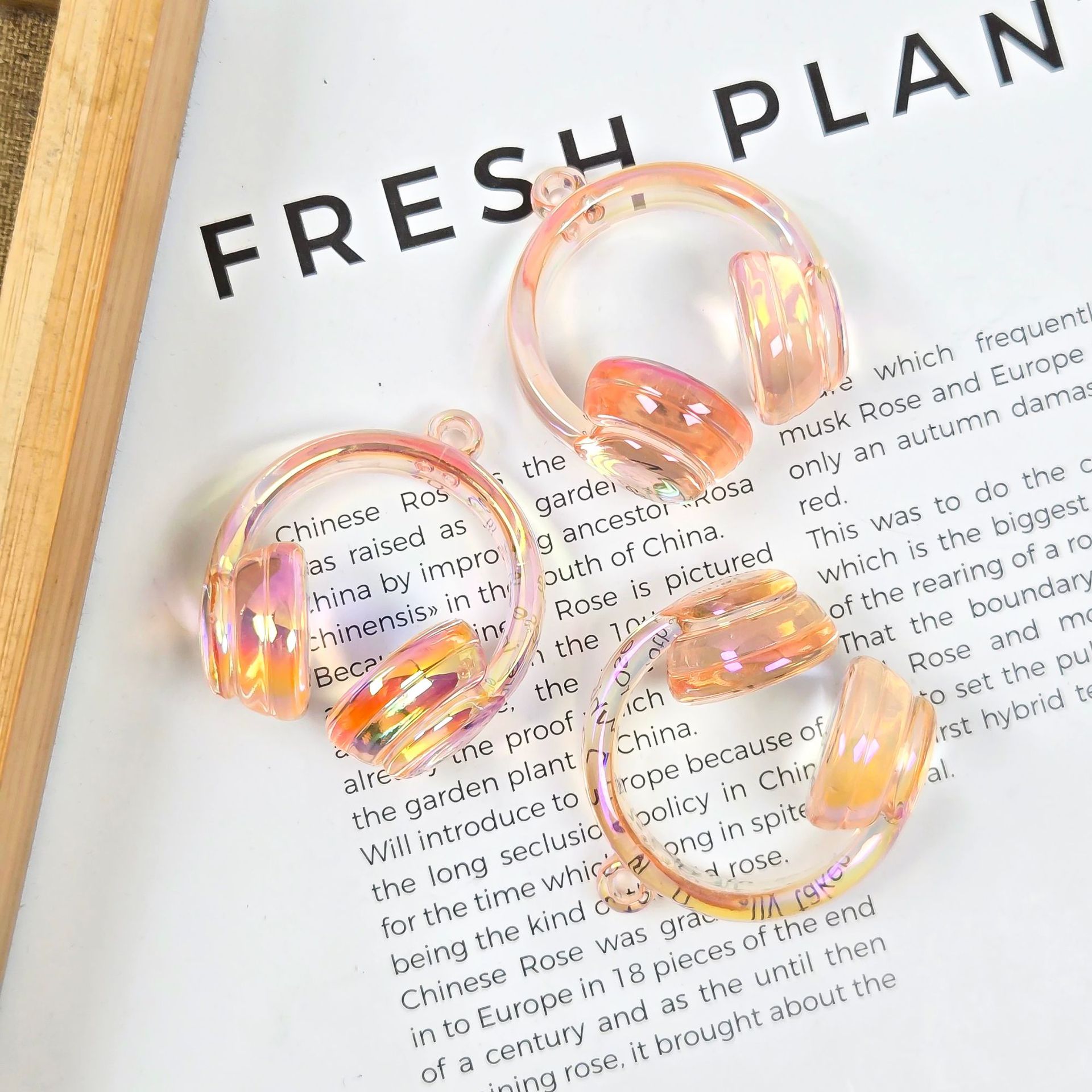 アクリルペイント 2 色グラデーションヘッドフォンビーズぶら下げ穴ビーズ diy 携帯電話チェーンペンダントネックレス素材ジュエリーアクセサリー