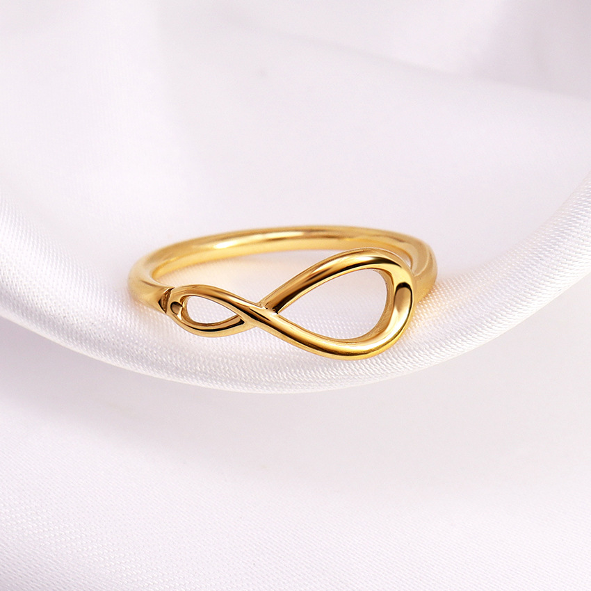 7g Weight PVD Coated Gold Plating Process Real Gold Plated Plating Material Rings Classification 6, 7, 8 Ring Size Wholesale Jewelry Casual Simple Style Infinity 304 Stainless Steel 18K Gold Plated Hollow Out Rings