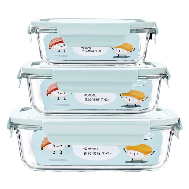 Glass lunch box, mini box, capacious soup bowl, set