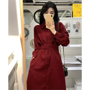 Plus Size French Shirt Black Dress for Women in Autumn and Winter, High-End Belly-Covering Slimming Look Long Skirt 100kg