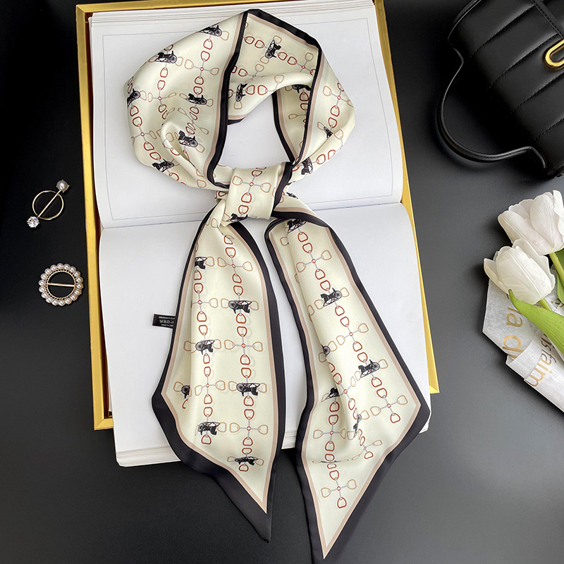 Bufanda larga pequeña para mujer primavera y verano nuevo impreso moda todo partido corbata de pelo bolsa bufanda decorativa cinta banda de pelo