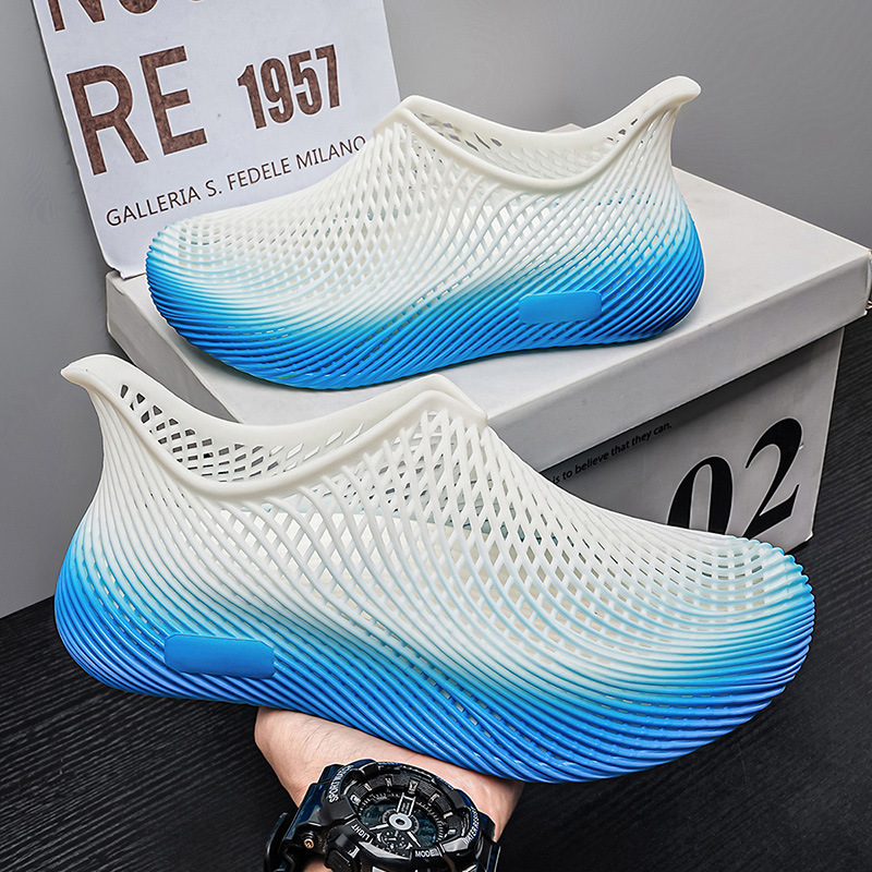2026 nuevos zapatos impresos en 3D, zapatos de agujero huecos, zapatos de moda al aire libre para hombres, zapatos de moda