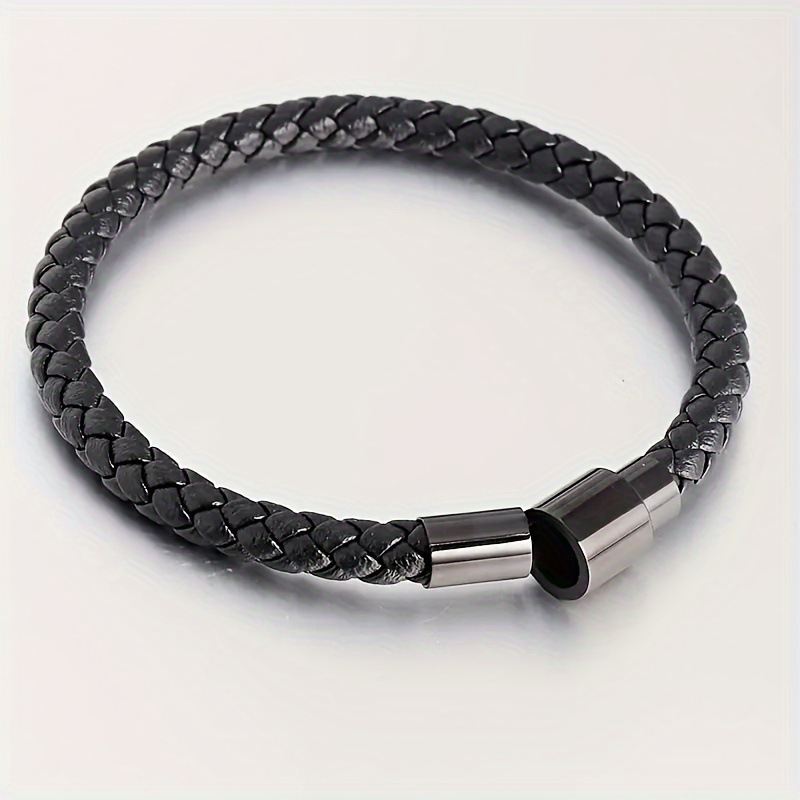 Men's Braided Leather Bracelet Waterproof And Hypoallergenic_voghion.com
