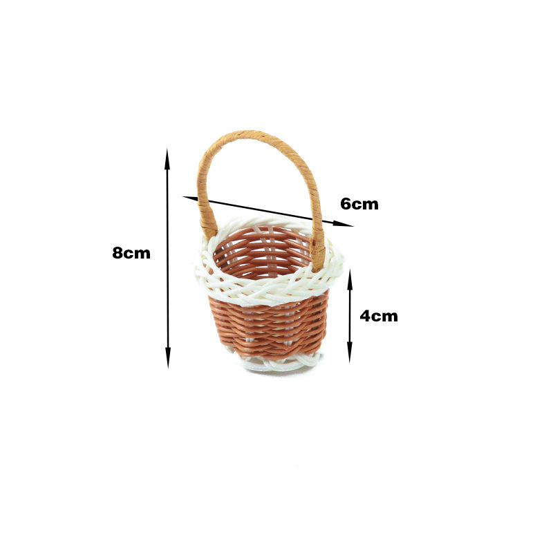 Mini cesta de imitación de ratán, decoración de muebles estilo pastoral, accesorios de fotografía, artículos pequeños, artículos varios, cesta de flores al por mayor.