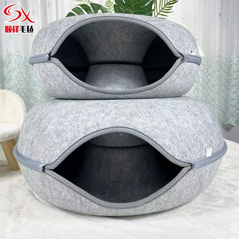 Оптовая продажа Four Seasons Универсальный войлочный пончик, кошачье гнездо, туннель для домашних животных, полузакрытый игрушечный дом, съемное и моющееся кошачье гнездо