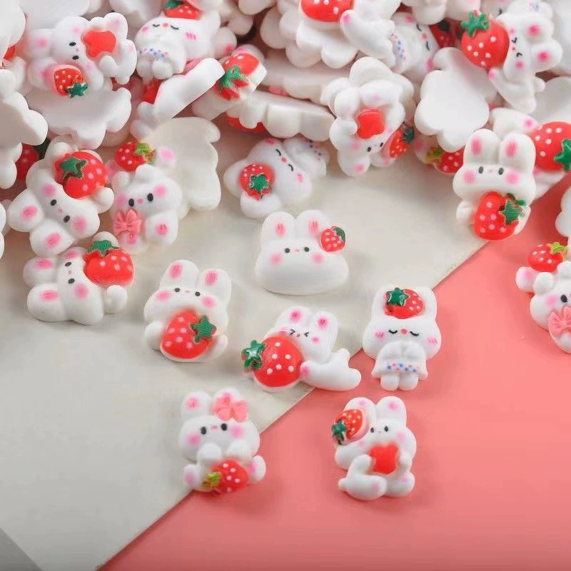 Оптовая сладкий мультфильм кролик Смола DIY Материал Моделирование клубника аксессуары для волос ручной работы крем клей чехол для телефона аксессуары