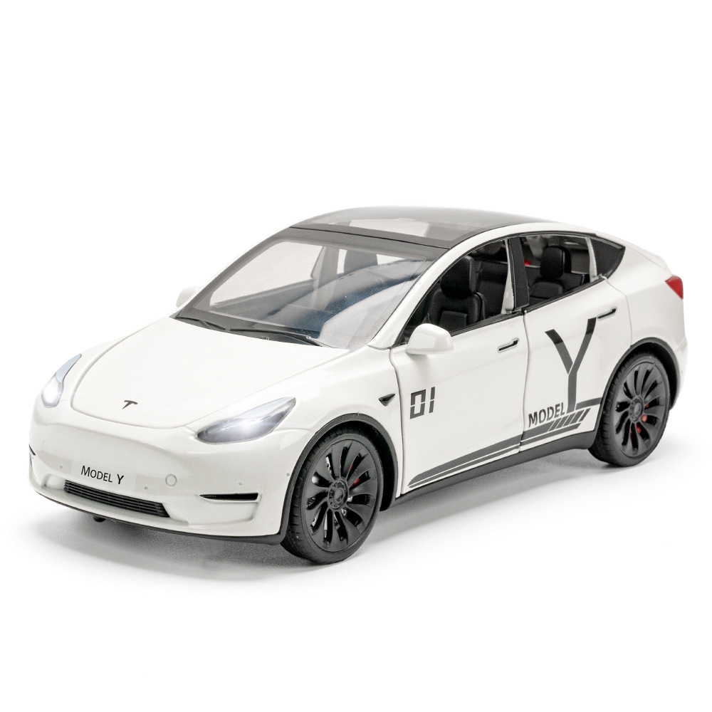 Modelo de coche de aleación XLG 1:24 Tesla MODELY Tire hacia atrás el sonido y la luz 6 Puerta Abierta modelo de coche de juguete colección de decoración