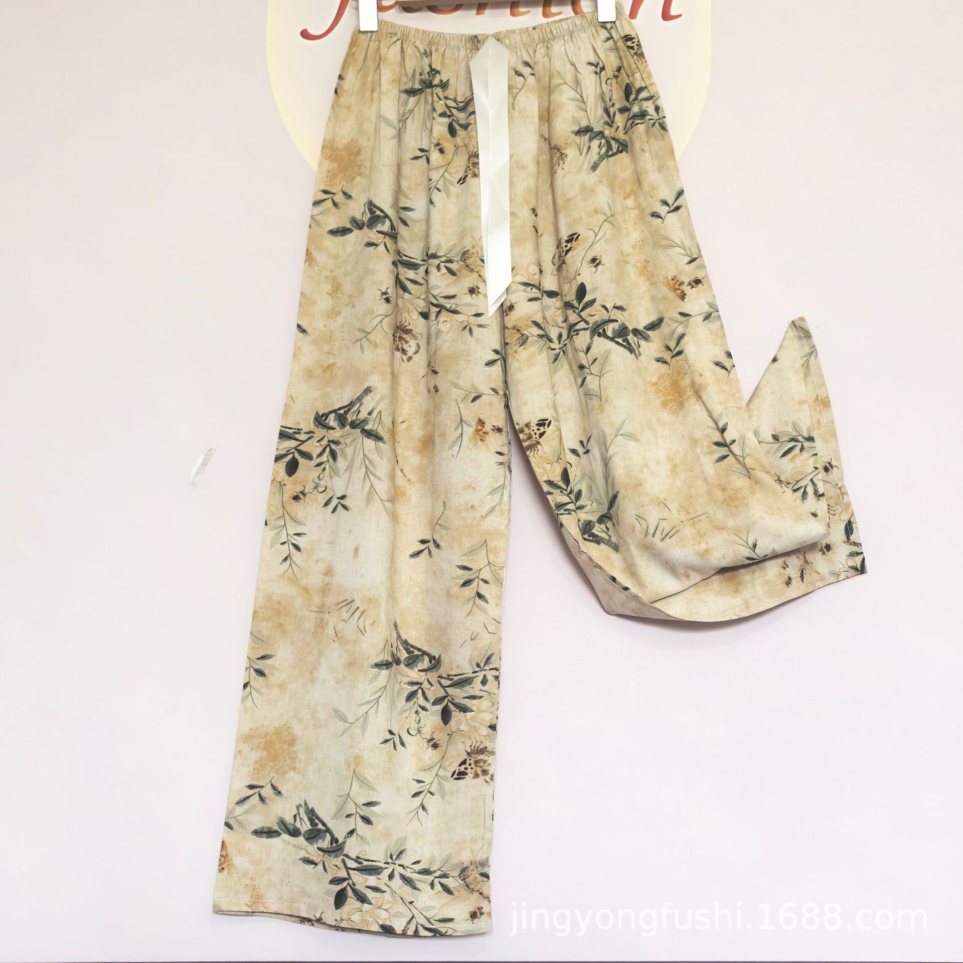 25 nuevo estilo de seda de algodón de verano para mujer, pantalones anchos de algodón de talla grande para uso exterior, pantalones de maternidad, pijamas de verano para mujer, holgados