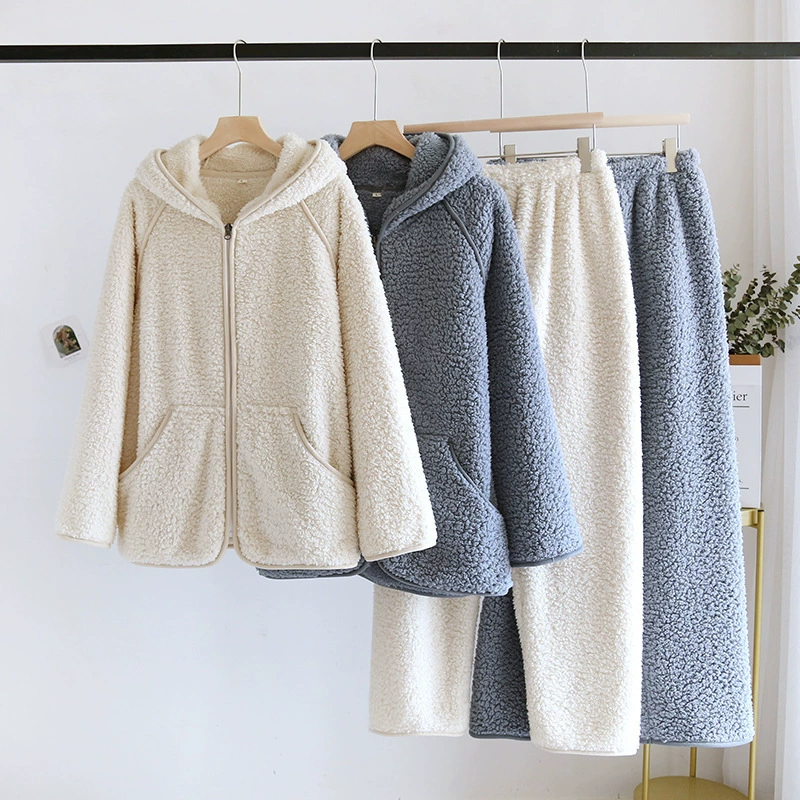 Демисезонная фланель pijama для любимого с молнией, тёплый комплект с капюшоном