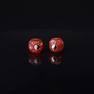 Spacer Beads, Decorative Beads, Zərgərlik ara hissələri - tai-chi-red-agate