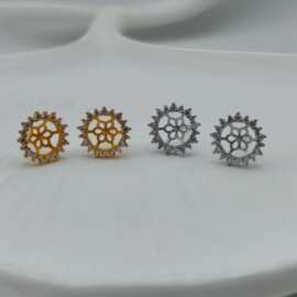 S925纯银太阳花耳钉耳饰韩版时尚简约气质耳钉空托diy配件