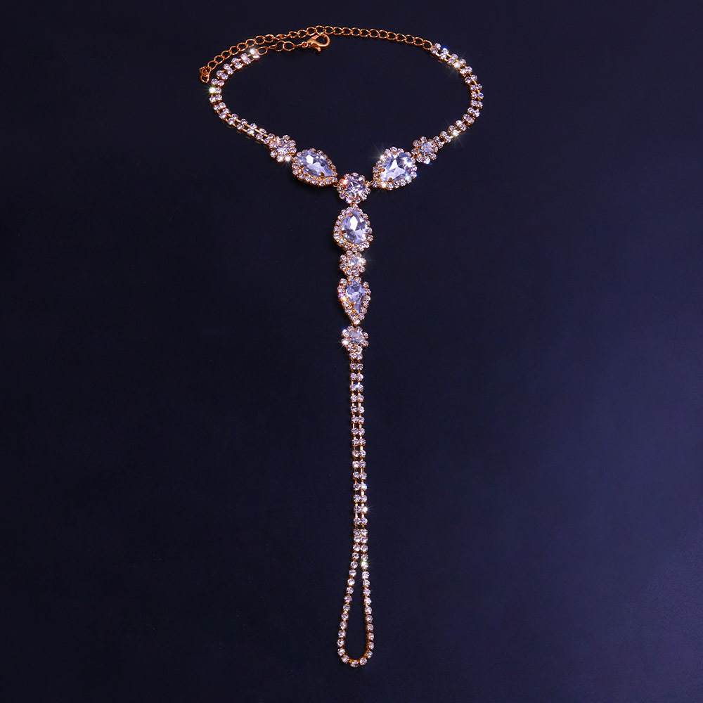 Nueva moda diamante tobillera europea y americana retro agua gota dedo rhinestone tobillera playa Accesorios tobillera