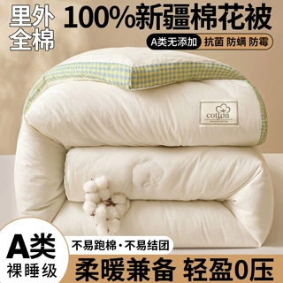 A类里外全棉100%新疆棉花被子冬被纯棉加厚保暖春秋被芯学生棉被4