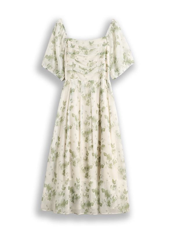 60-150kg Extra Large Size Floral Dress 2025 Summer New Style Elegant Style Mid-Length A-Line Skirt