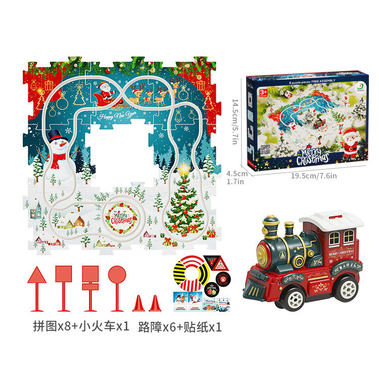 Niños plástico multi-funcional rompecabezas eléctrico coche de ferrocarril mini Road sign rompecabezas ensamblado juguete traje fábrica al por mayor