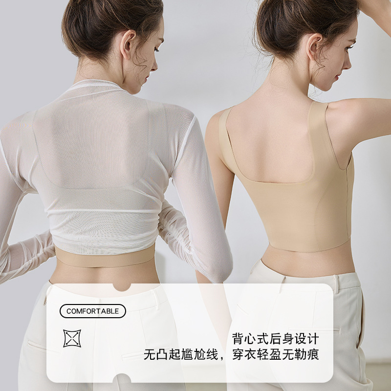 幸同款纸片内衣女胸大显小收副乳防下垂大码无痕显瘦隐形背心文胸