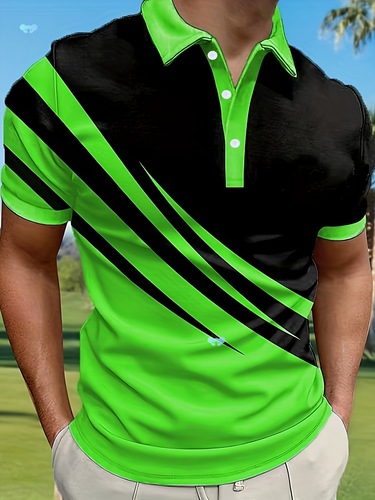 Color Block Golf Shirt Summer Color Block Short Sleeve Cross-border