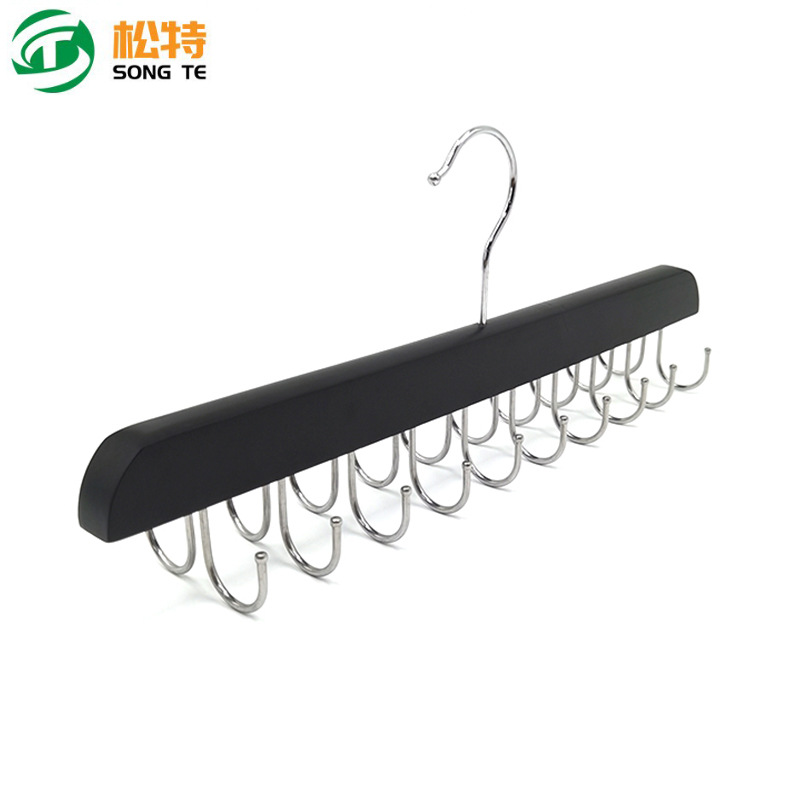 20 Hook Strap Hanging Multi-functional All-in-line Iron Wood Tie Rack Clothing Store Hotel Belt Hanging Non-slip Hook Hanger