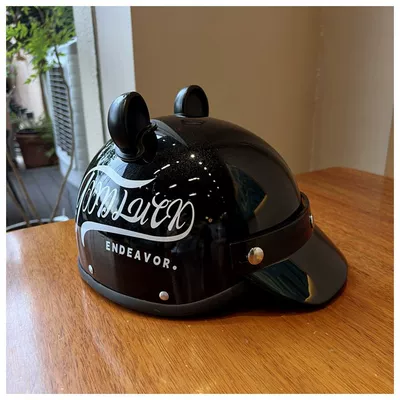 Certified Four-Season Electric Vehicle Safety | Motosiklet kaskı (dəbilqə) - black-helmet-ears-3c-model-single-brim