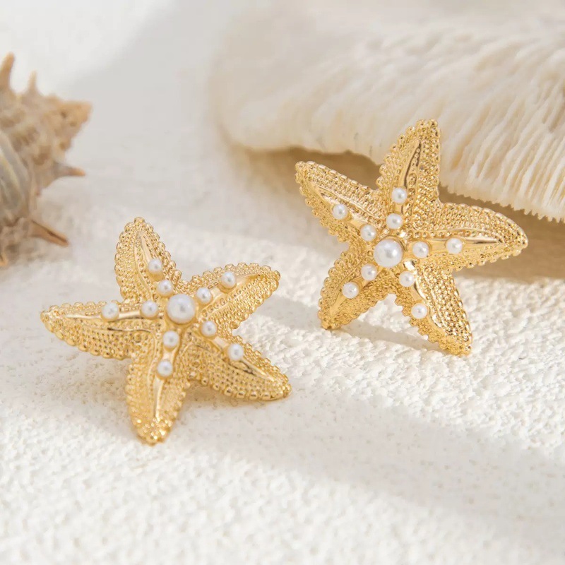 summer marine design earrings pearl