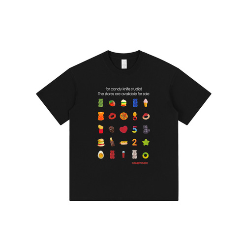 Cute Bear Jelly Candy Print Soft Cotton Men and Women Summer Loose Plus Size Couple T-Shirt Short Sleeve Top