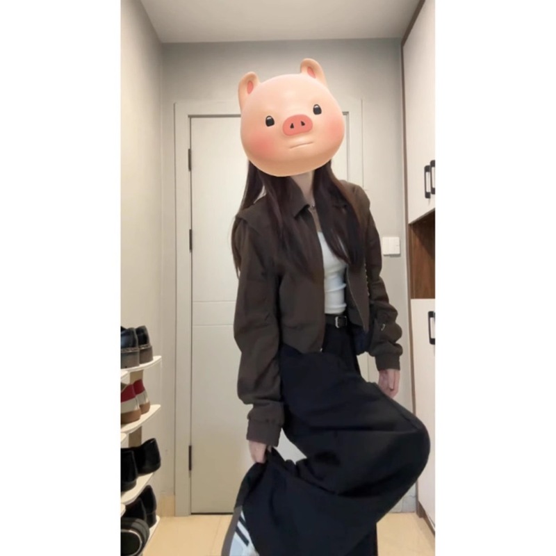 美拉德棕色短款外套女春秋季独特超好看又酷又飒的小个子夹克上衣|undefined
