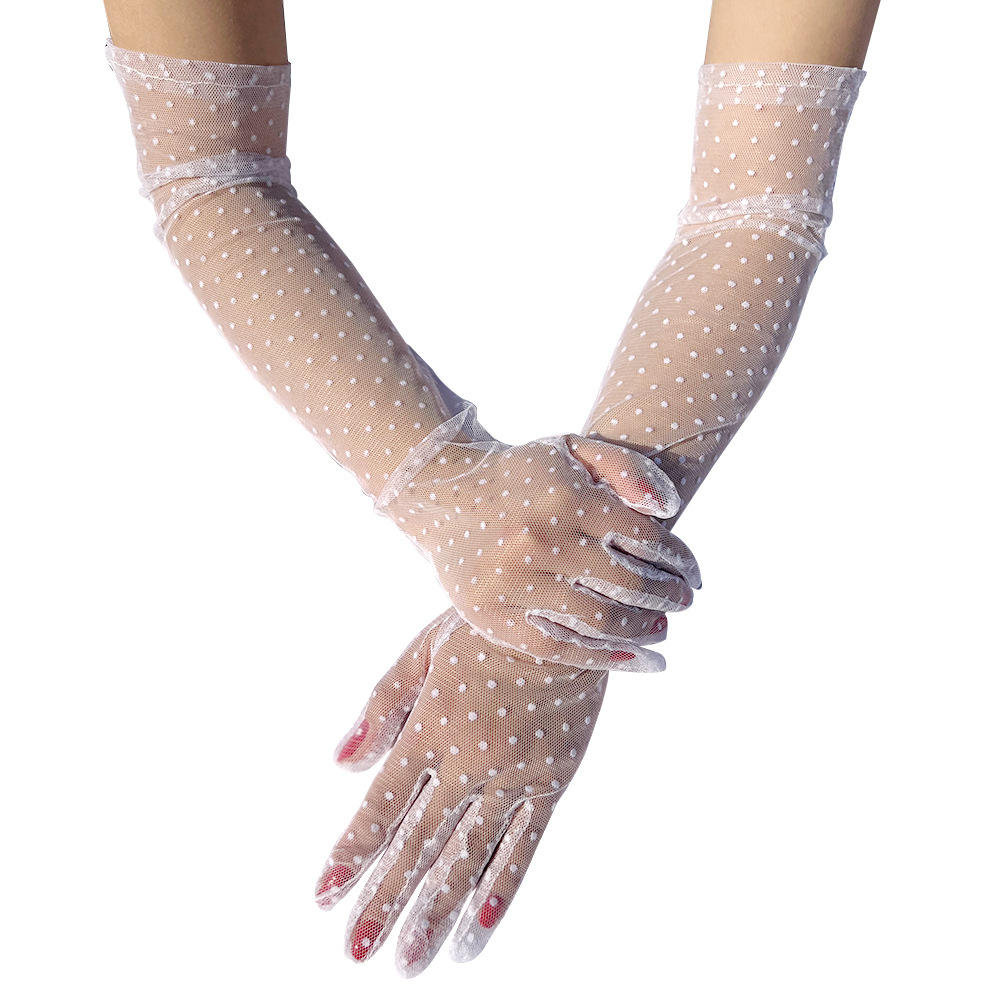 Women'S Gender Women's Retro Polka Dots Lace Gloves 1 Pair