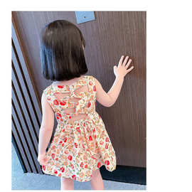 女童连衣裙女童公主裙2025夏季薄款儿童裙子小女孩洋气露背裙子