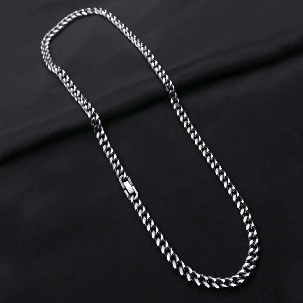 Collier cubain en acier titane pour femme inoxydable_voghion.com