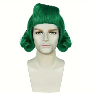 2025 Cross-Border Halloween Popular Costume Men's Wig Anti-Curl Rose Net European and American St. Patrick's Day